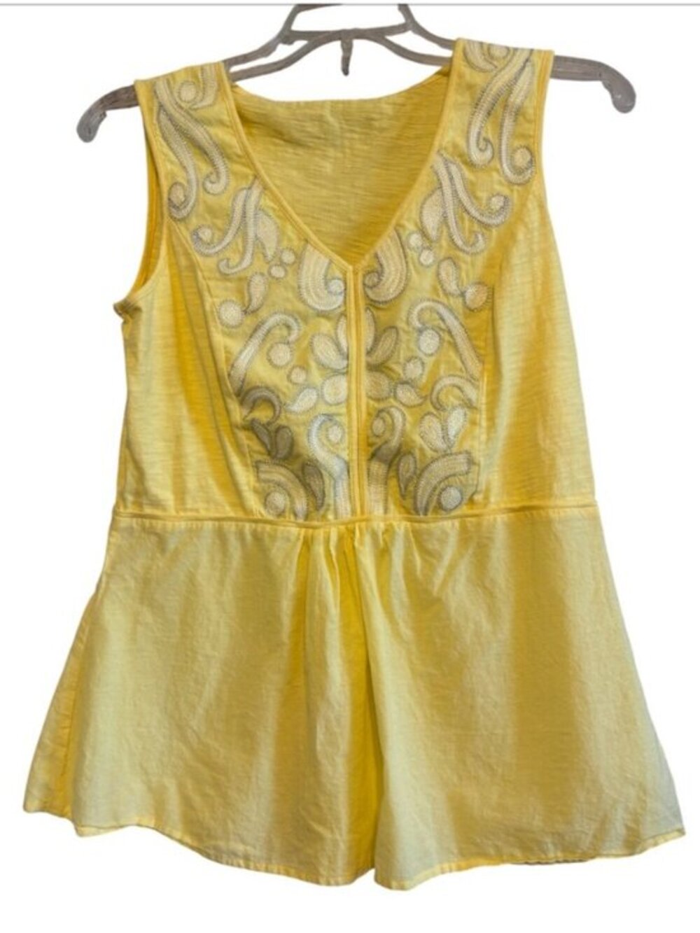 Nurture Sleeveless Yellow Sparkle Front Gathered Top Summer Party Size Small